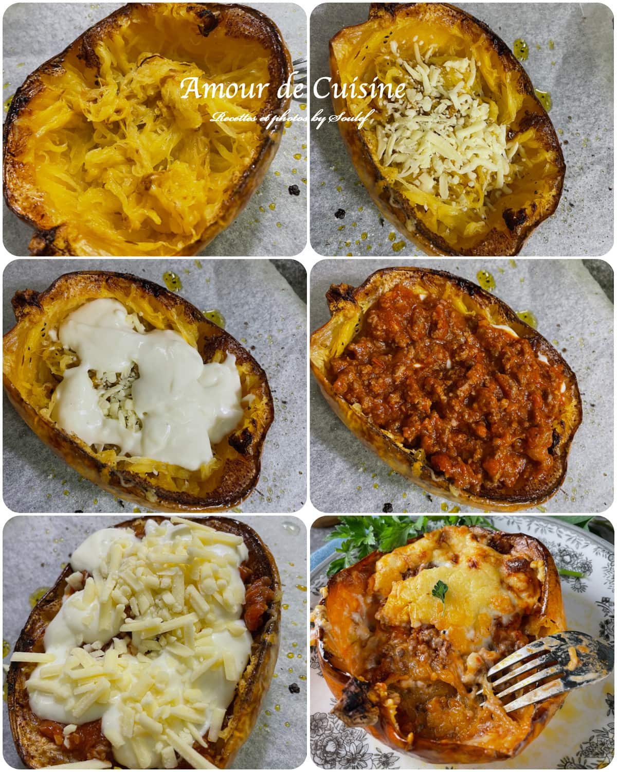 preparation de la courge à la bolognaise