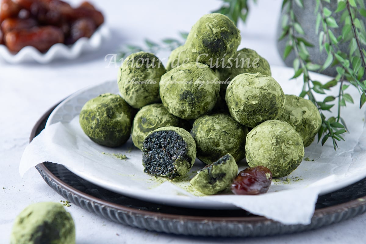 Energy balls sans cuisson à la spiruline