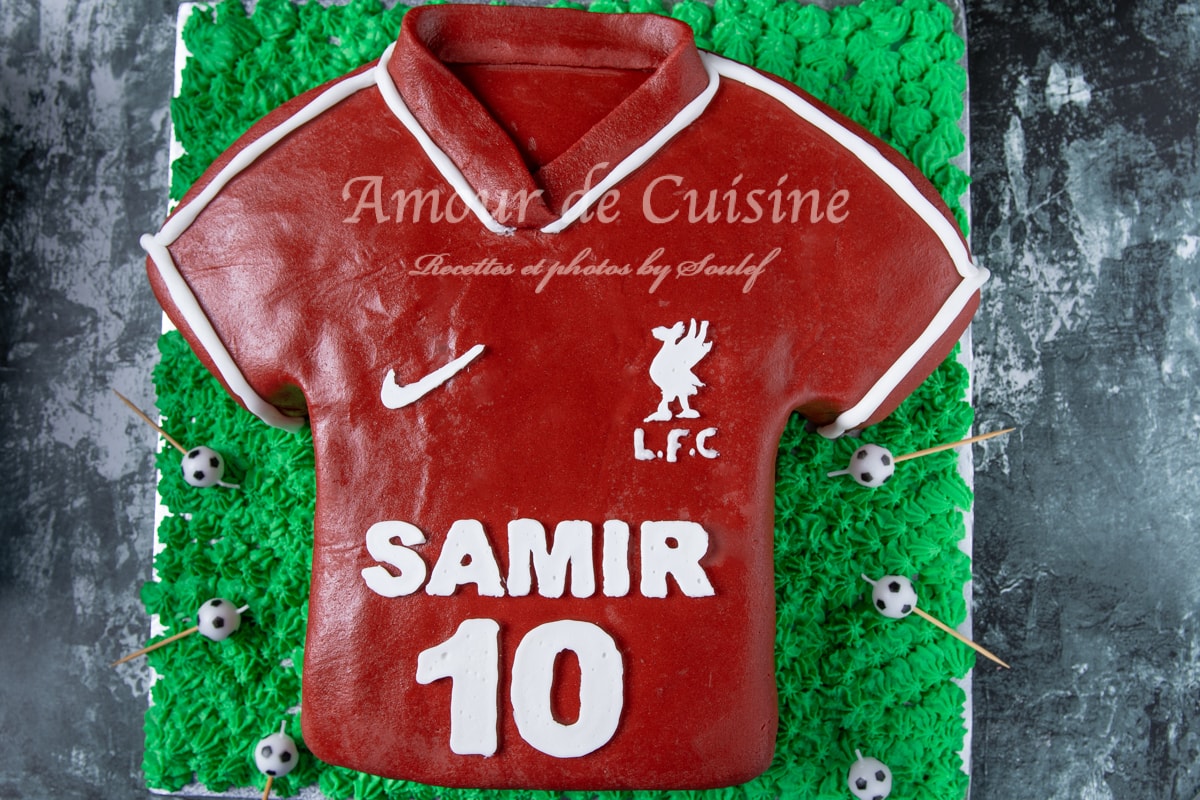 gateau d’anniversaire maillot de foot Liverpool