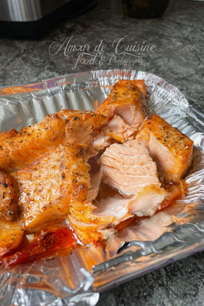 Ninja Airfryer réglée à 180 degrés pour une cuisson totale du saumon de 15 minutes