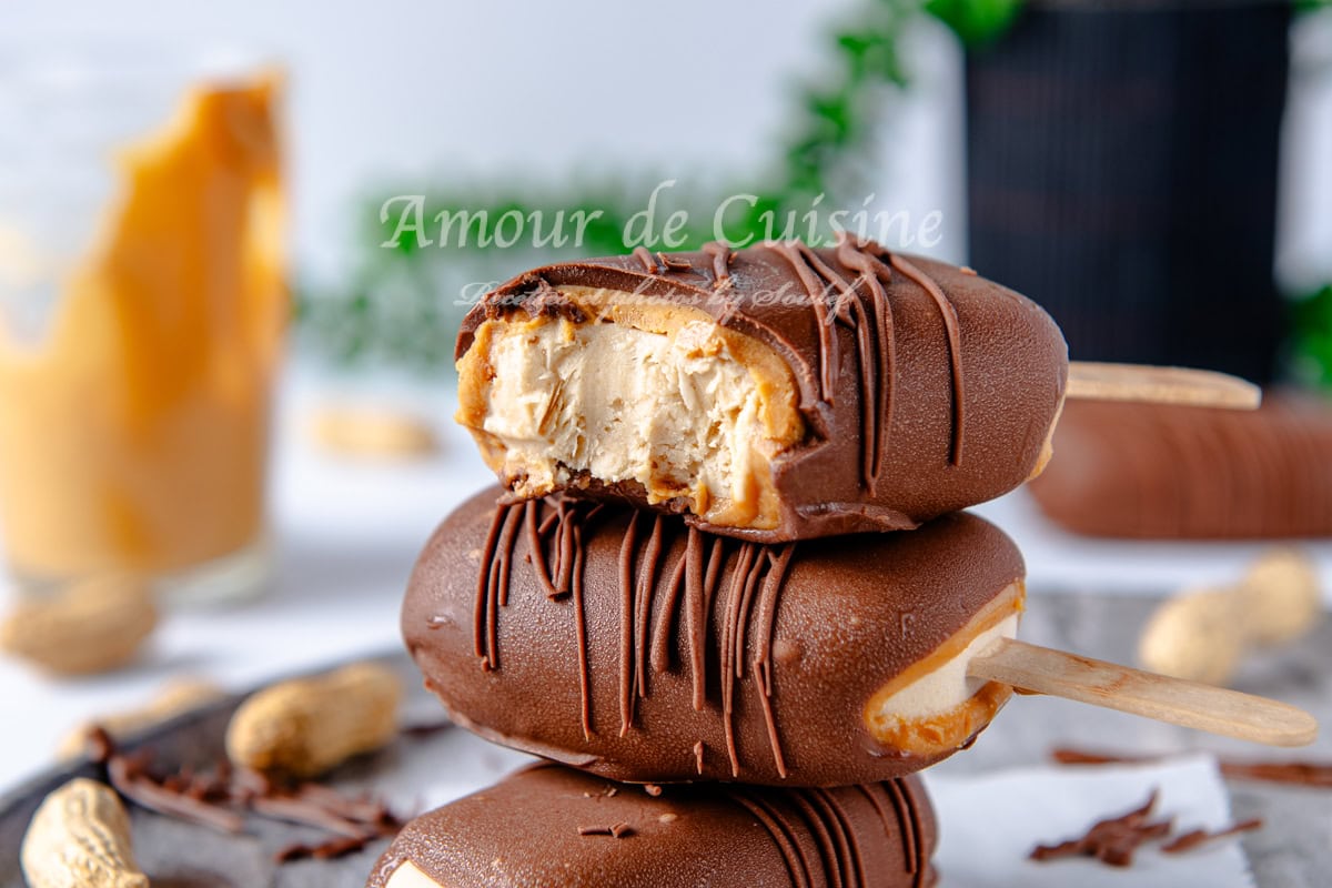 esquimaux au beurre de cacahuete, lait de coco et chocolat