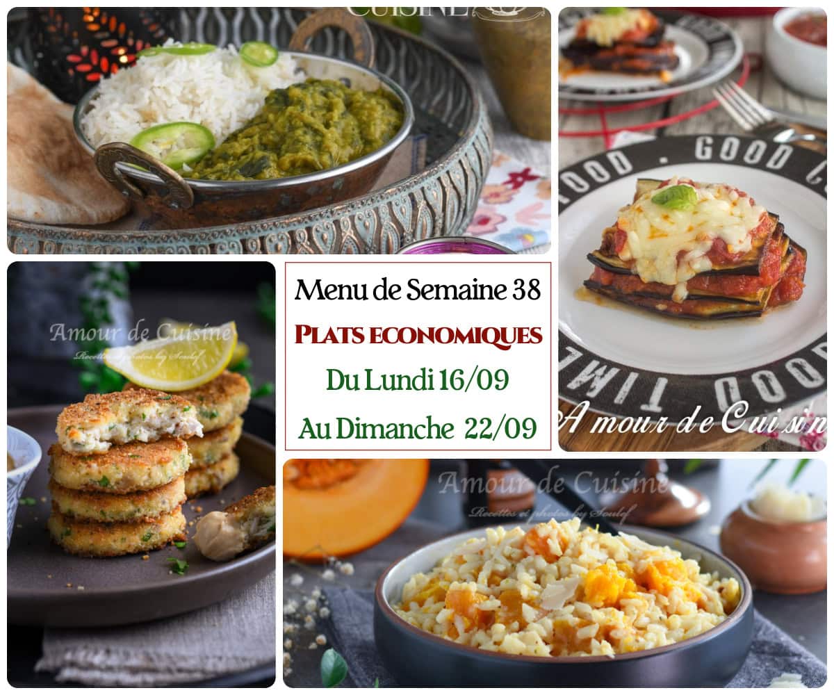 menu de la semaine 38