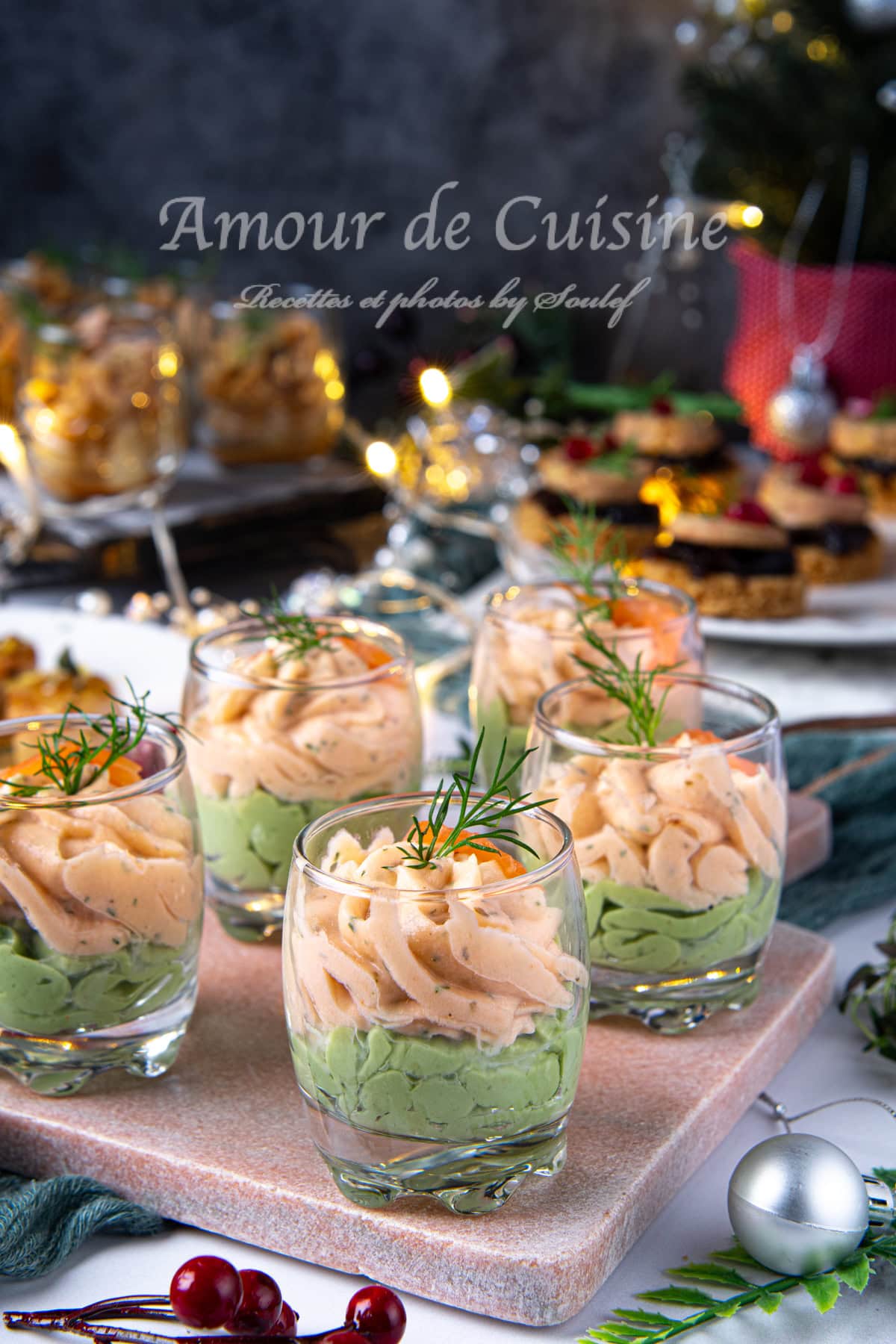 verrine mousse d'avocat et saumon fume