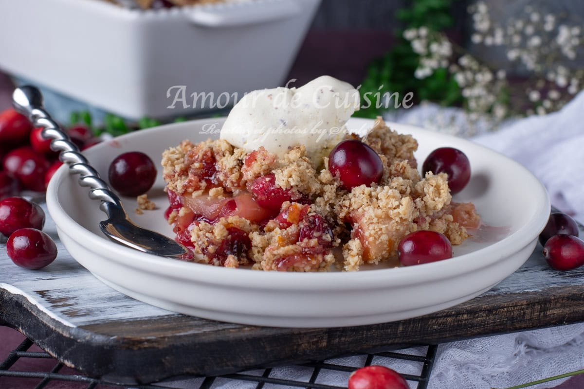 crumble sain pommes canneberges et avoine