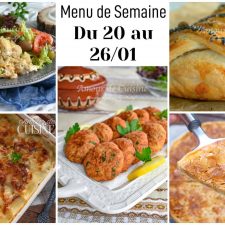 Menu de la semaine 4, du 20 au 26 Janvier