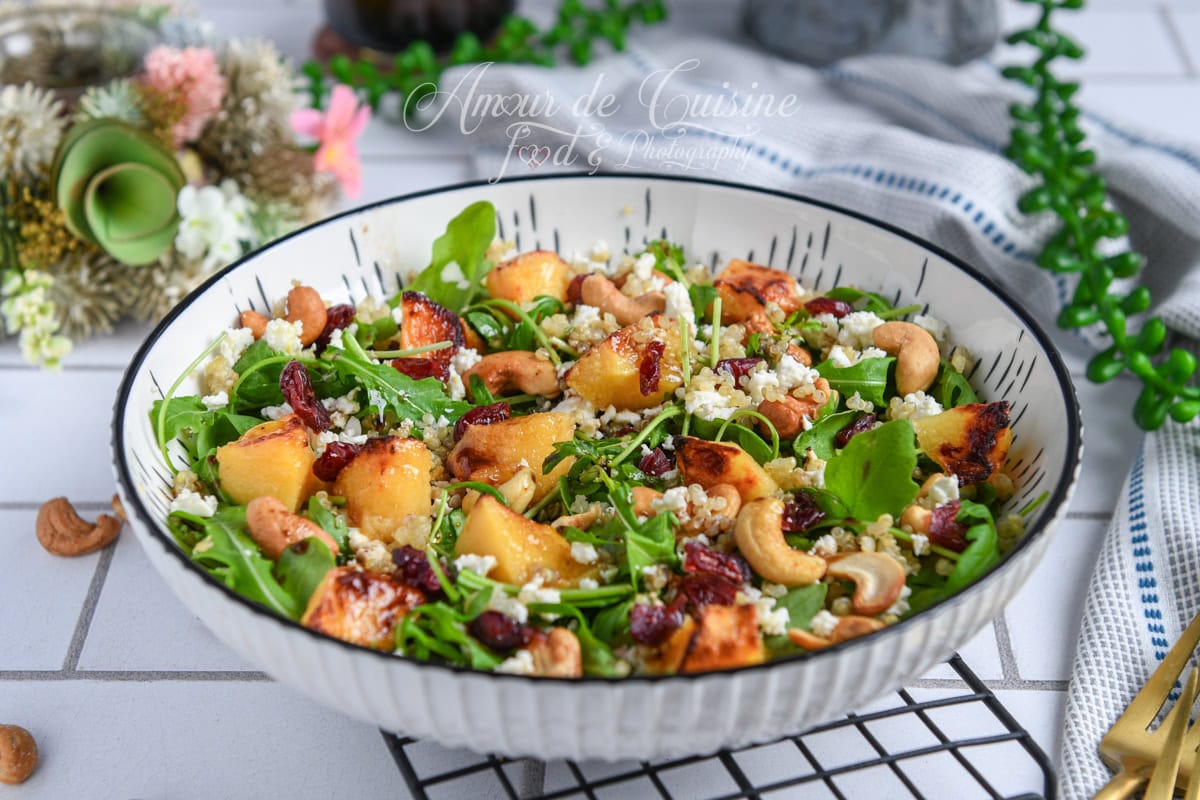 salade coings rotis quinoa et roquette