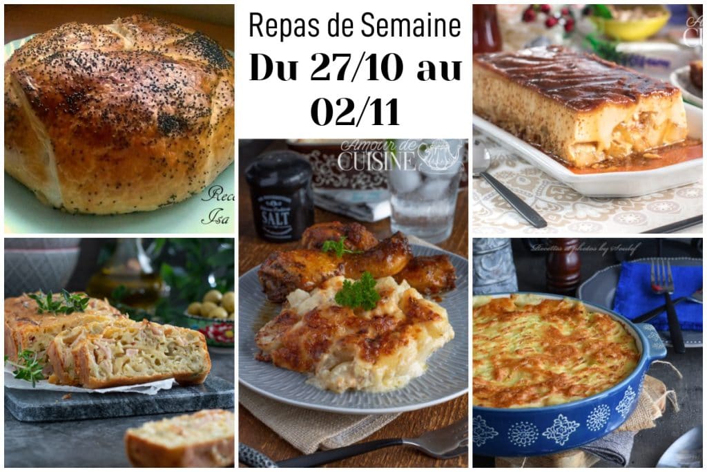 Repas de semaine équilibrés de la semaine du 27 octobre