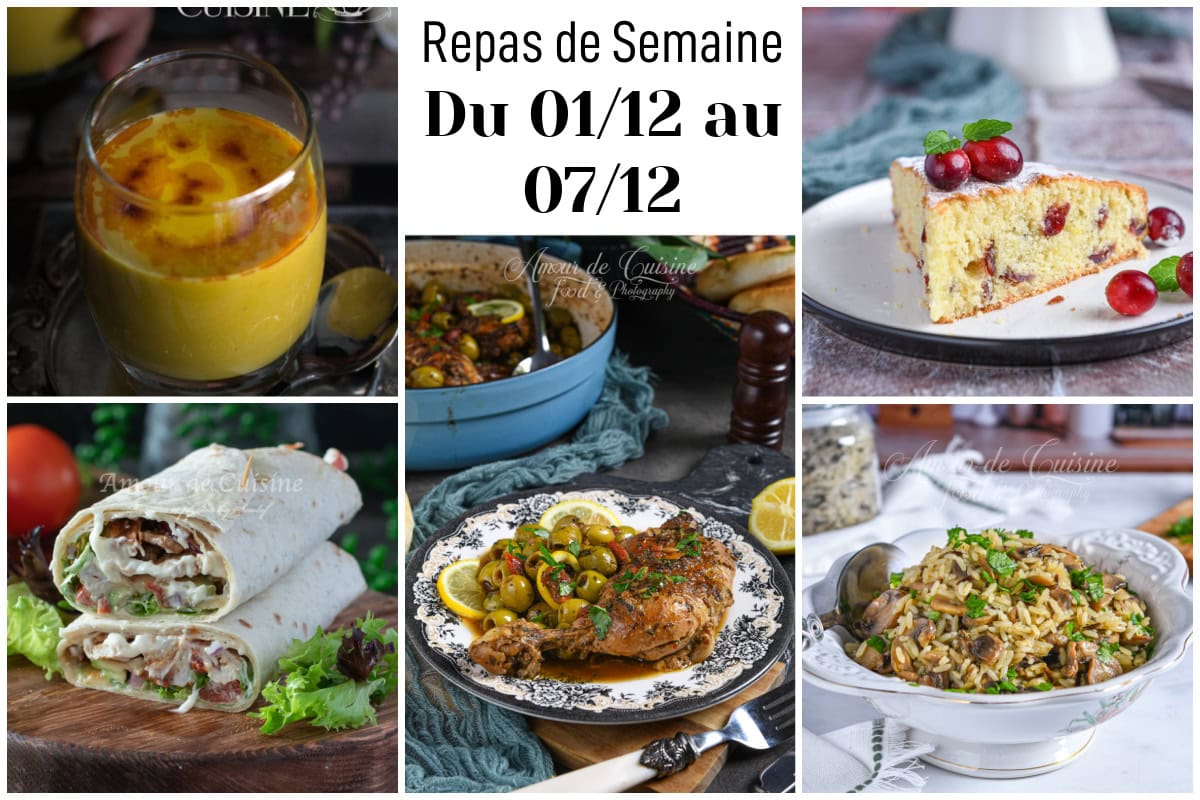 menu de la semaine du 01 au 07 decembre
