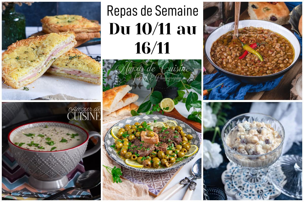 menu de la semaine du 10 au 16 novembre