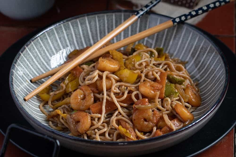 Konjac aux crevettes et légumes