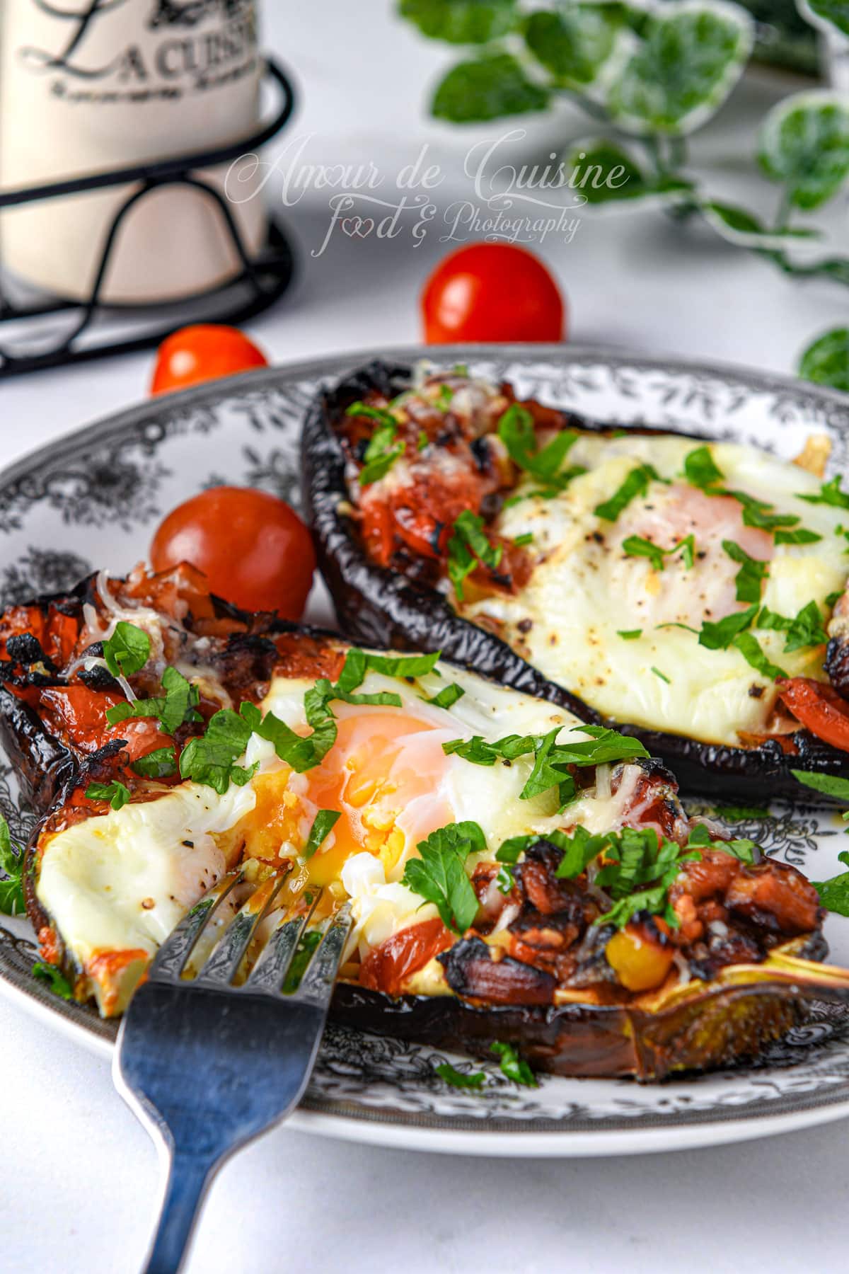 aubergines farcies oeuf au nid